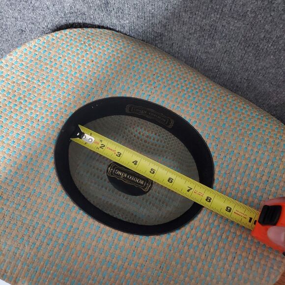 Rodeo King 25X Straw Cowboy Hat Powder Horn Blue Biege Rio Western Hat Barncore - Picture 9 of 13